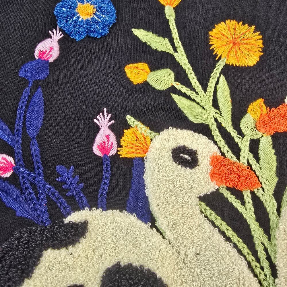 NWT Anthropologie Tufted Ducks Embroidered Flower Cotton Sweatshirt. Ret. $118 - Picture 3 of 8